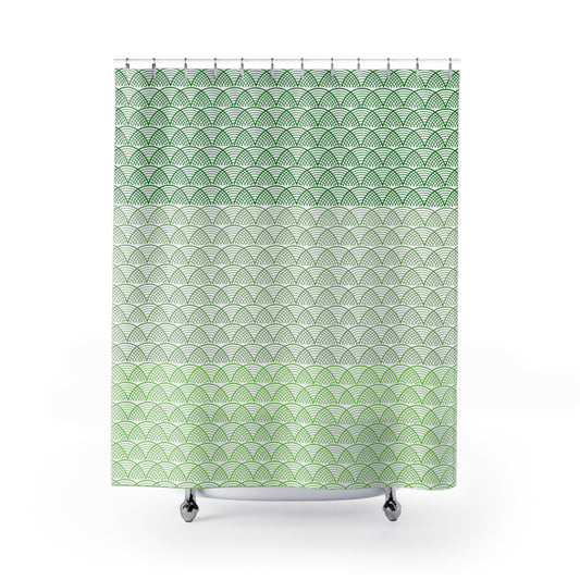 Green Seigaiha Wave Shower Curtain