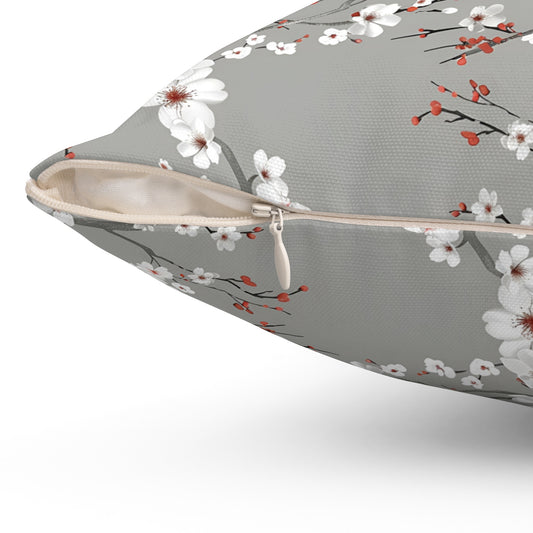 White Floral Blossom Square Pillow