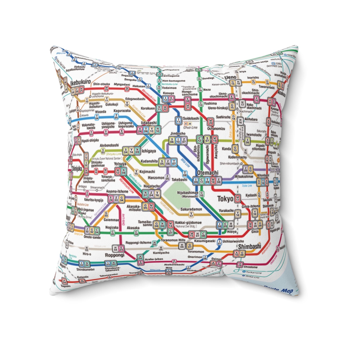 Tokyo Subway Map Decorative Pillow
