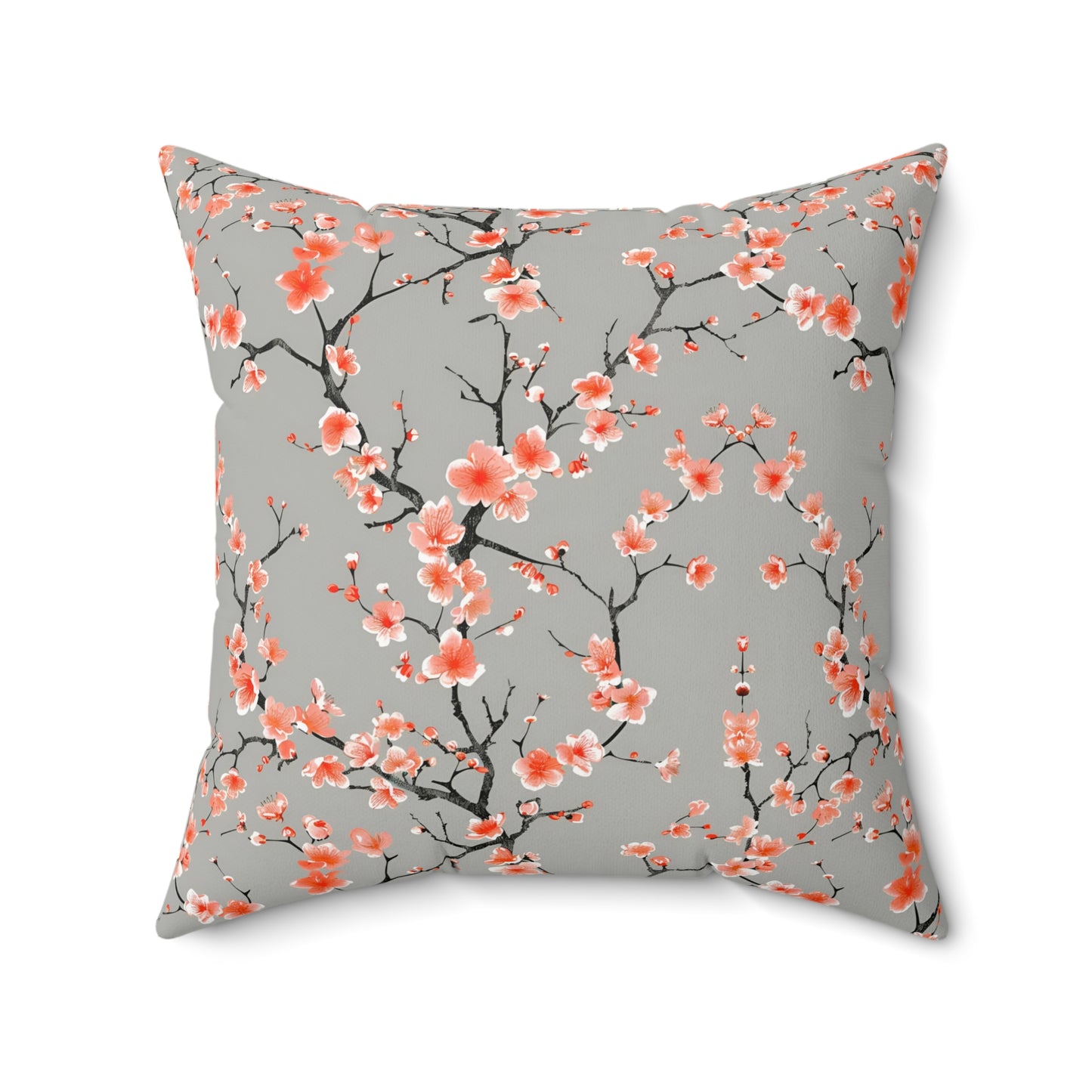 Peach Floral Blossom Square Pillow