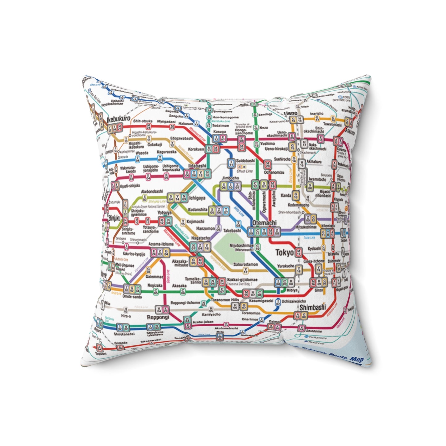 Tokyo Subway Map Decorative Pillow