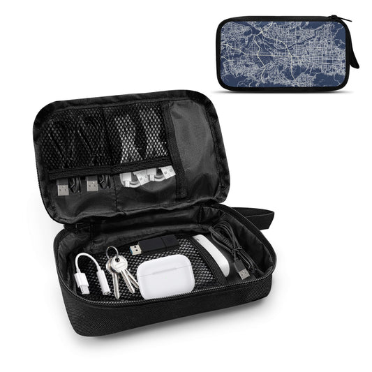 Blue Kyoto City Map Travel Tech Pouch -