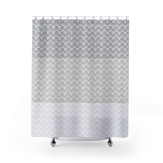 Grey Seigaiha Wave Shower Curtain