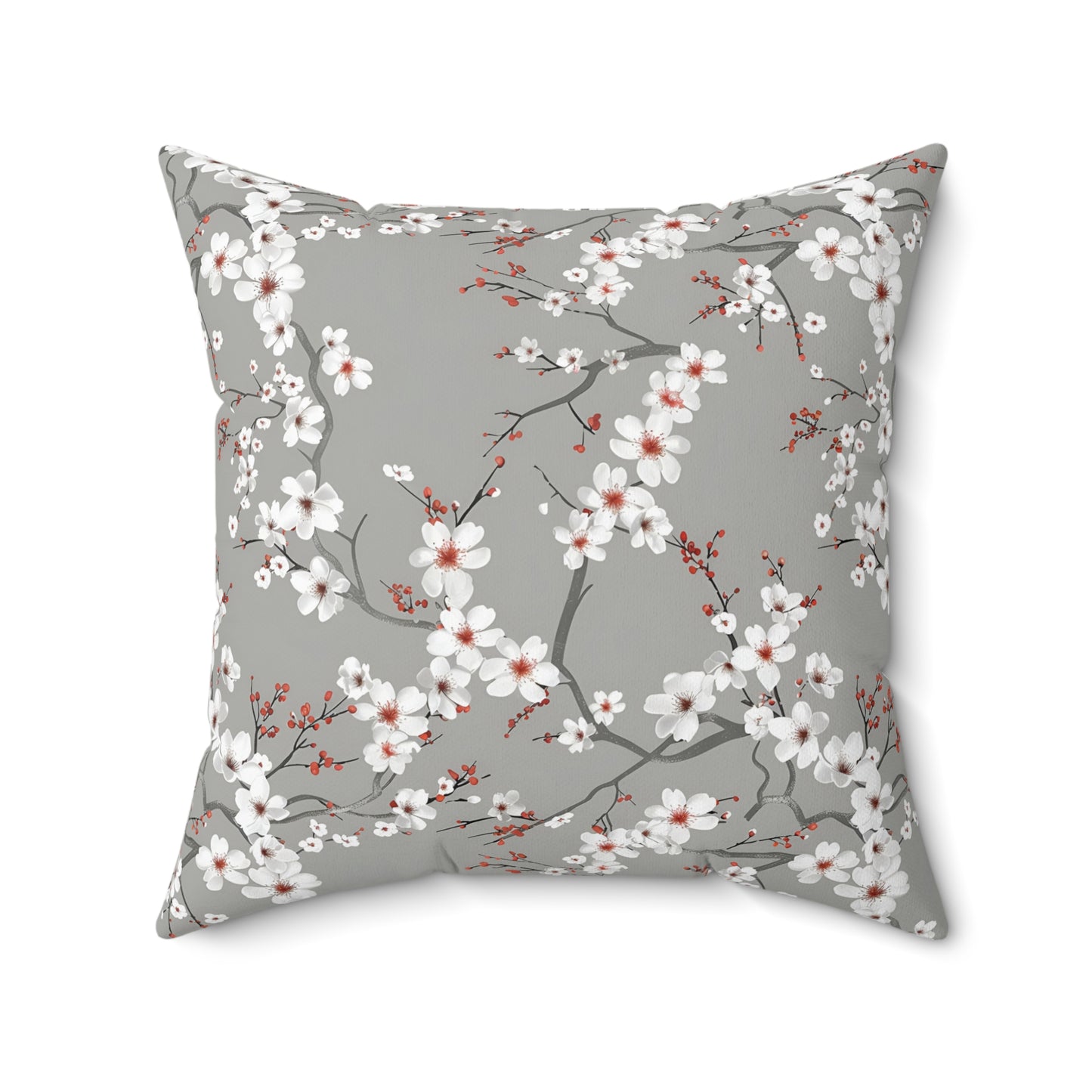 White Floral Blossom Square Pillow