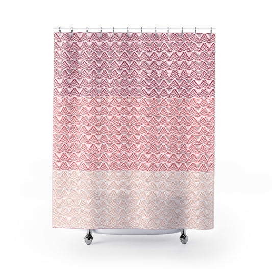 Pink Seigaiha Wave Shower Curtain