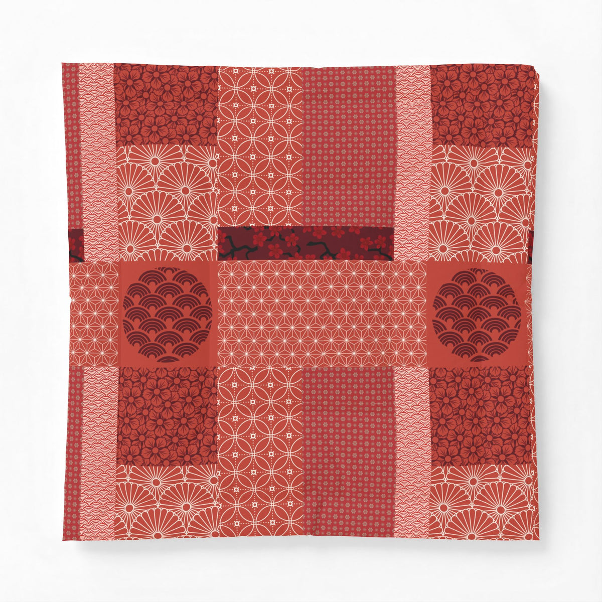 Red and white patterned fabric on a white background. Cotton Heritage