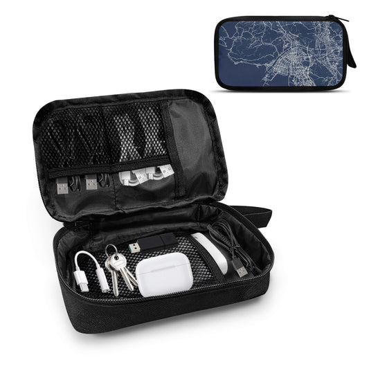 Blue Hiroshima City Map Travel Tech Pouch -