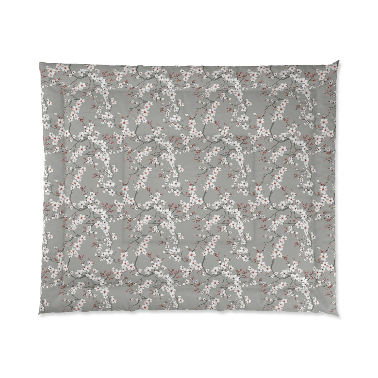 Floral patterned blanket on a gray background