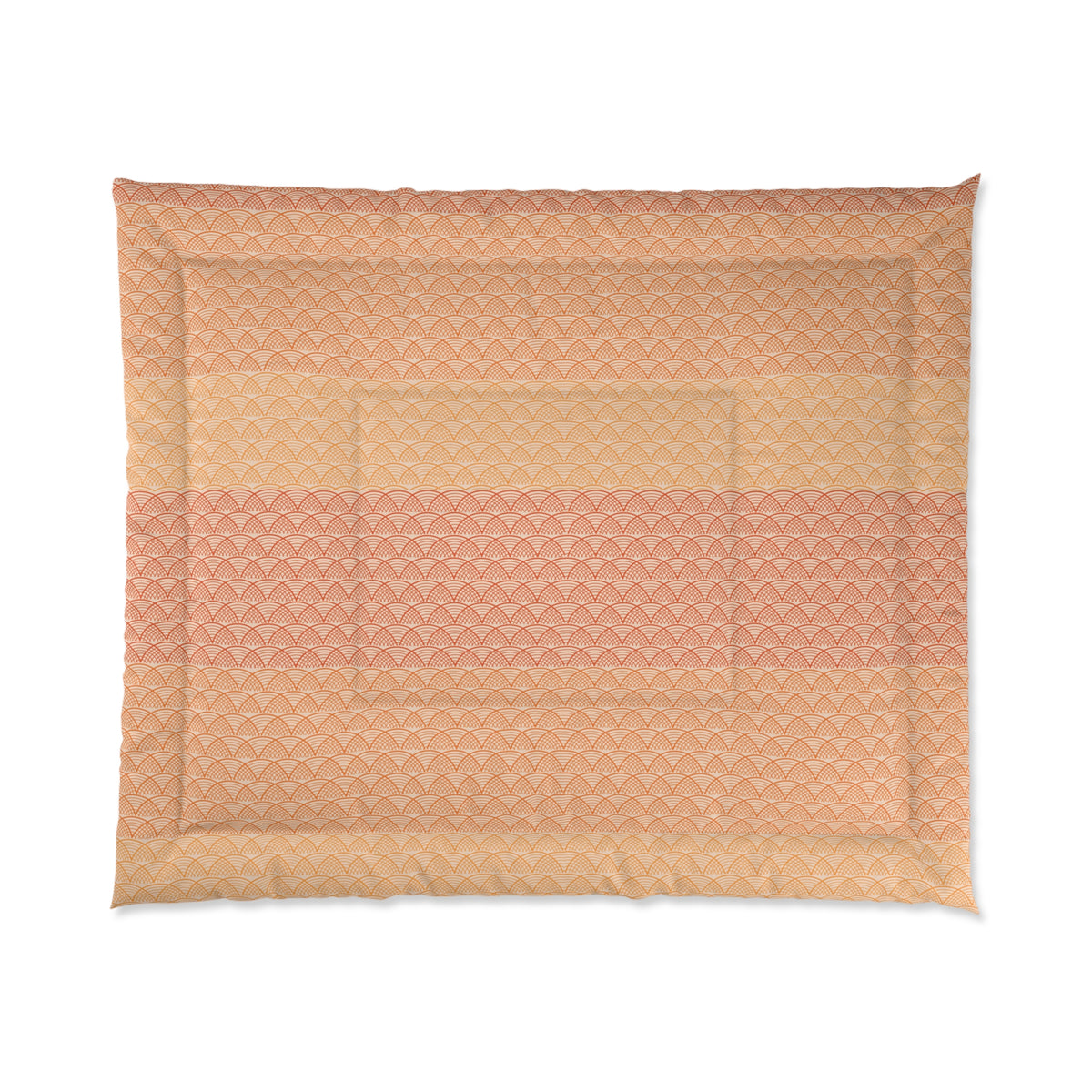 Patterned quilt on a white background