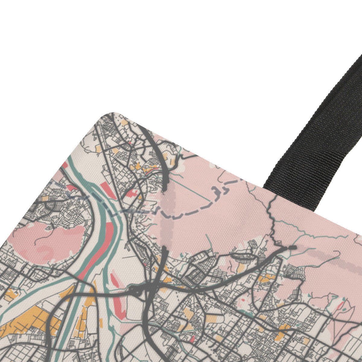 Pastel Kyoto Pink and Yellow Map Tote Bag -