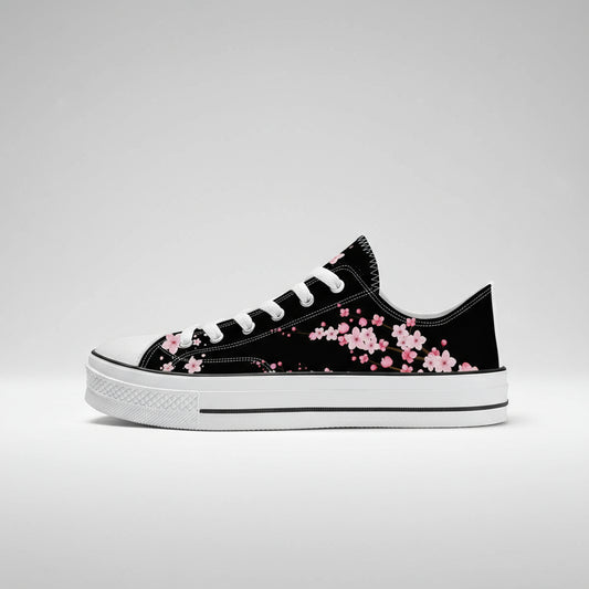 B&W Sakura Low Top Canvas Converse Style Shoes