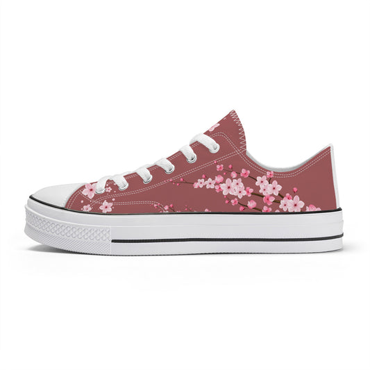 Burgundy Sakura Low Top Canvas Converse Style Shoes