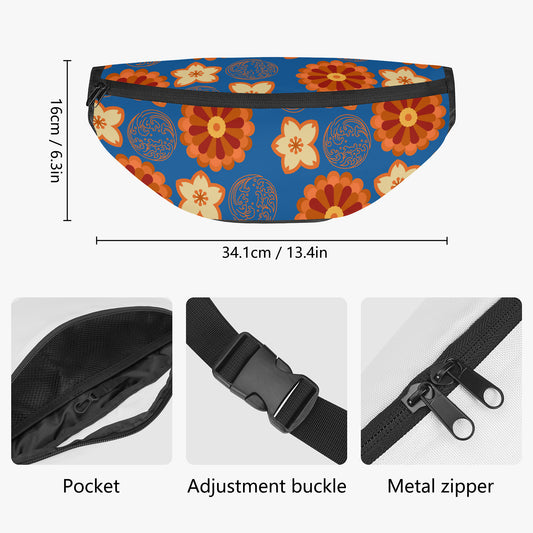 Blue and Orange Sakura Fanny Pack
