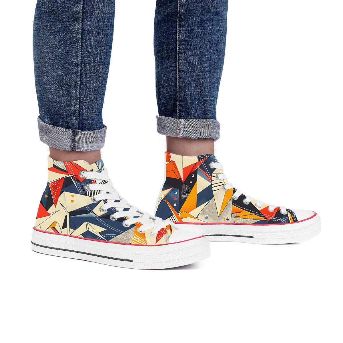 Abstract Geometric High - Top Sneakers -