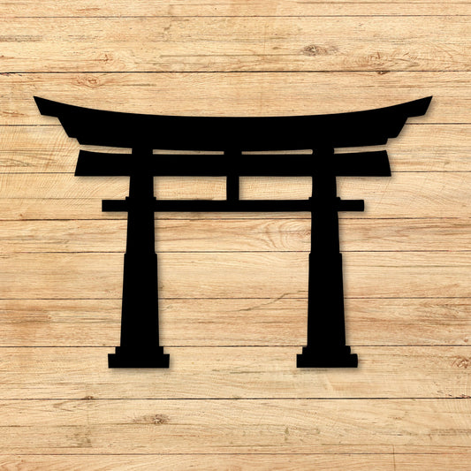 Classic Japanese Torii Gate metal wall art silhouette, symbolizing a Shinto spiritual gateway.