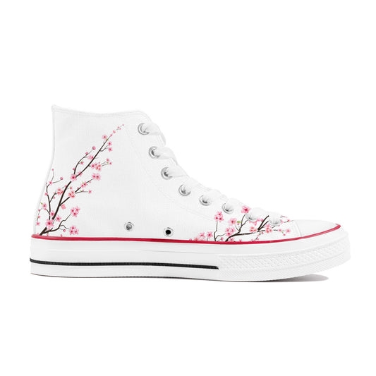 2024 White Sakura High Top Canvas Shoes