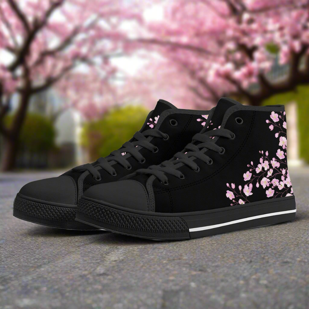 high top black and sakura sneakers