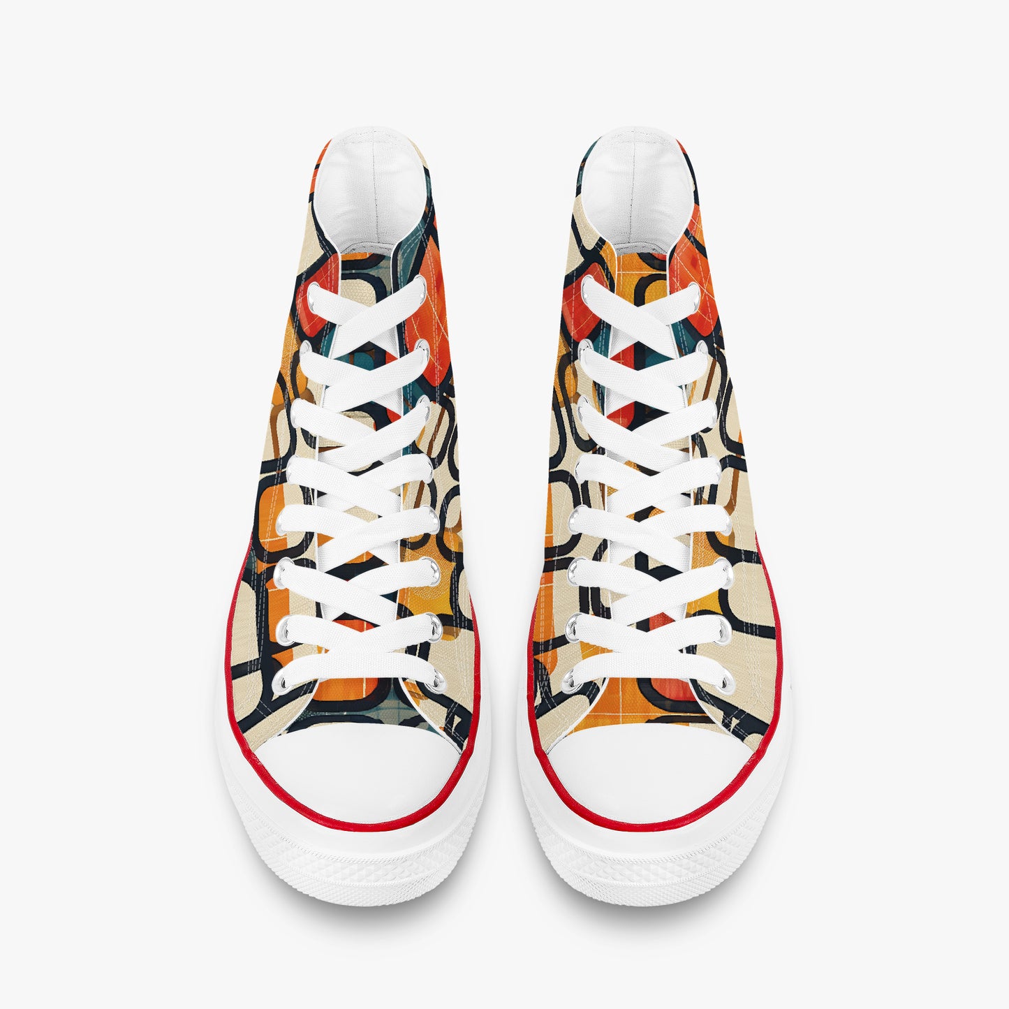 Colorful sneakers with abstract pattern on a white background