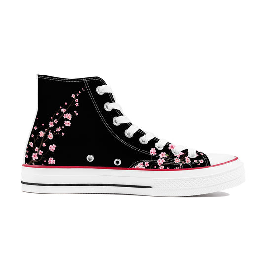 2024 Black Sakura High Top Canvas Shoes