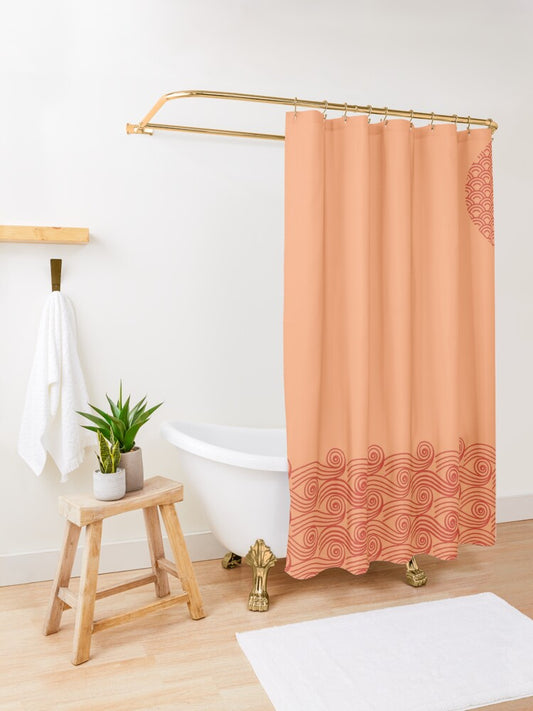 Japanese Sun-Kissed Waves Shower Curtain