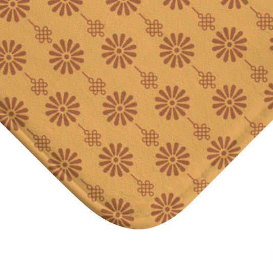 Golden Floral Delight Bath Mat