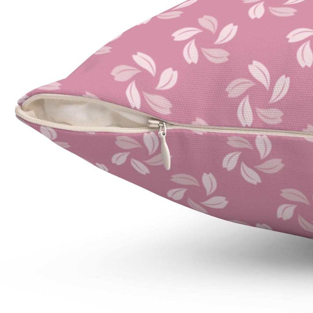 Shade of Pink Petal Flower Japanese Pattern Square Pillow