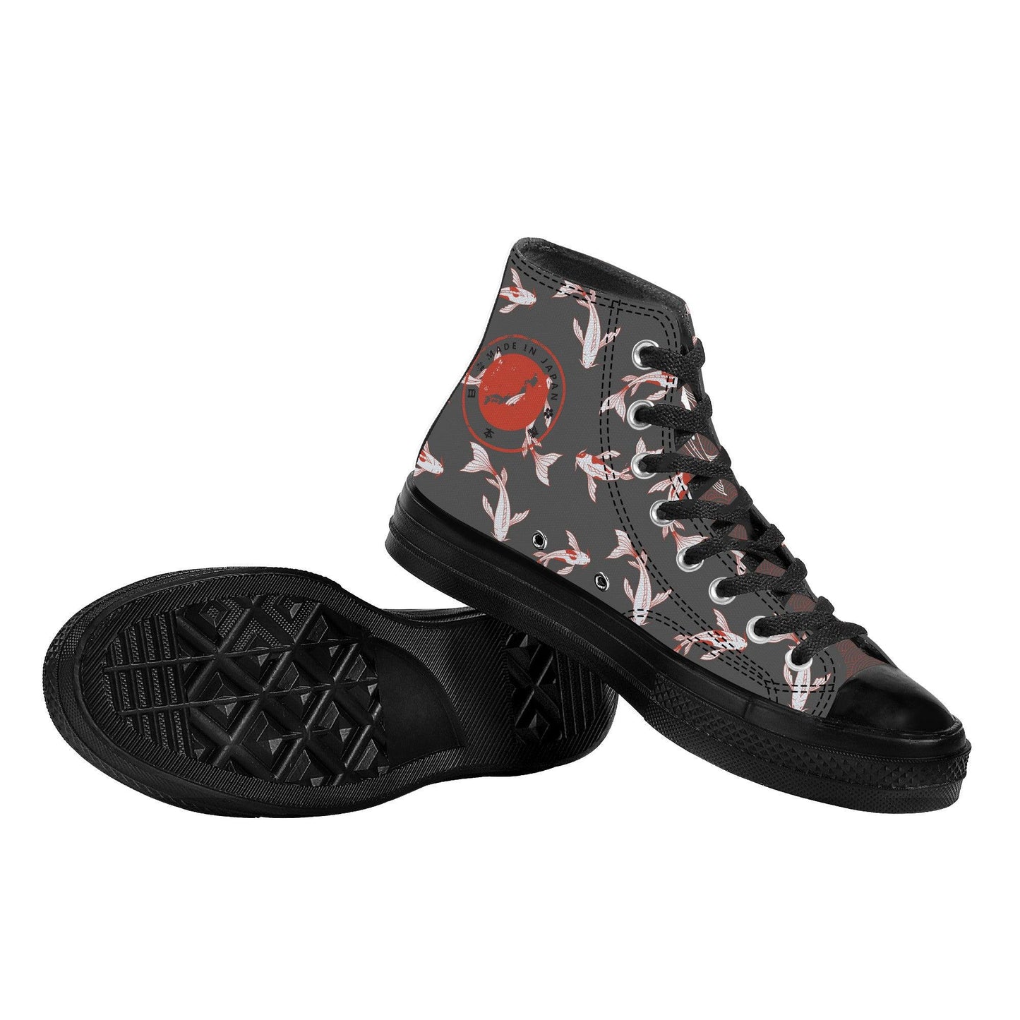 Shōwa Sanshoku Koi Grey High Tops Shoes