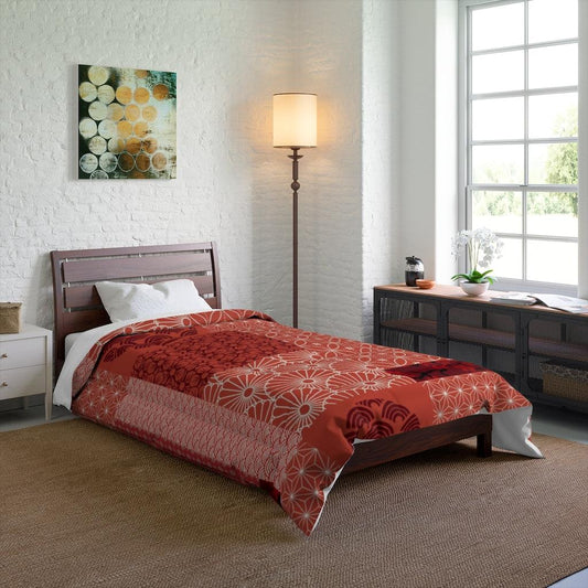 Japanese Red Rising Sun Patchwork Comforter