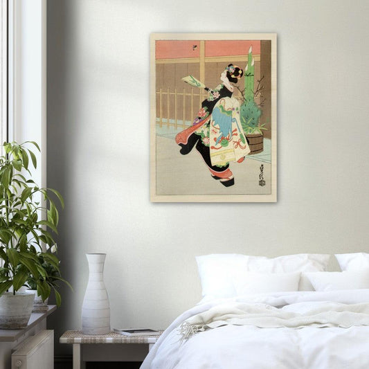 Maiko Playing Shuttlecock - Hasegawa Sadanobu III - Wood Prints