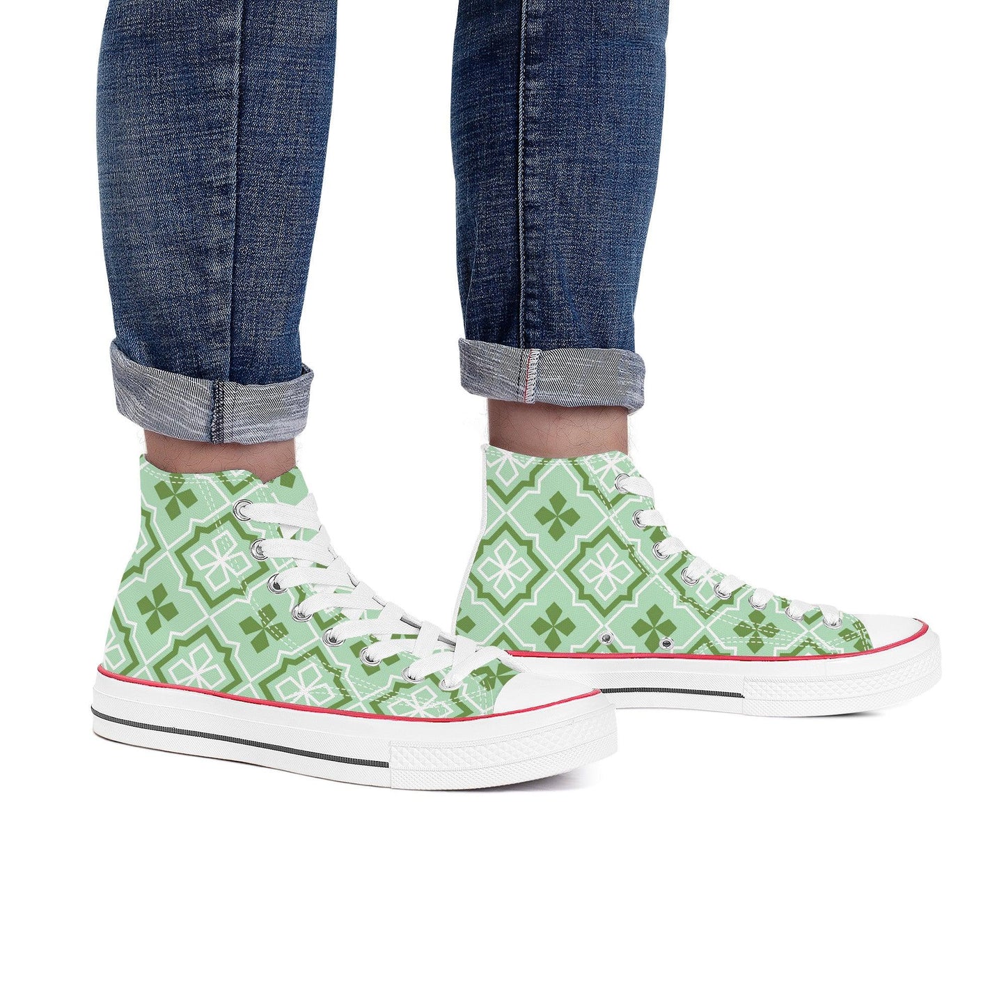 Midori 緑 - Green (Mint) High Top Canvas Shoes - Kaito Japan Design