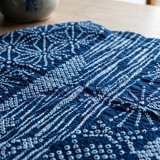 photograph of a handcrafted Japanese Shibori textile