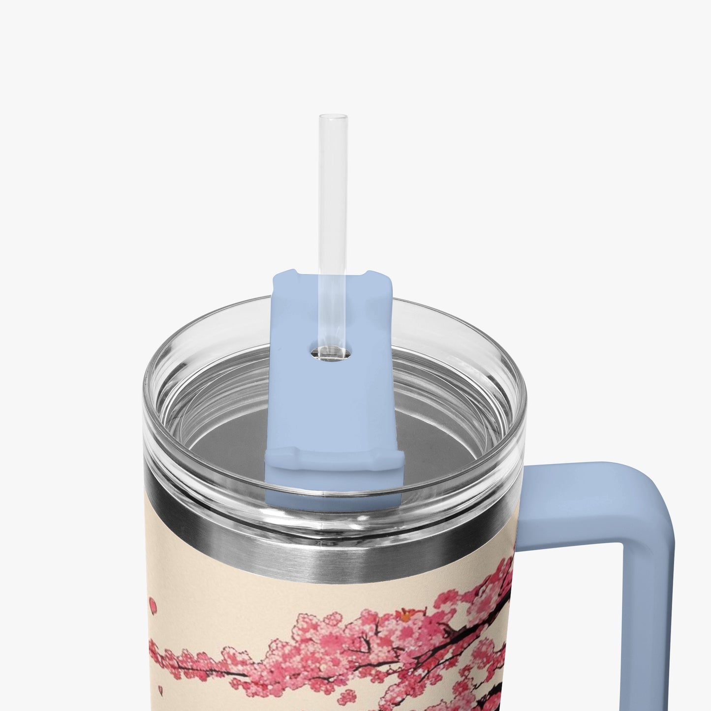 The Great Wave Tumbler Cup light blue handle