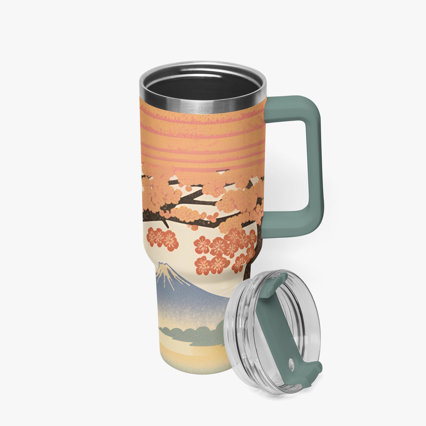 Sakura Sunrise Tumbler Cup Grey/green Handle