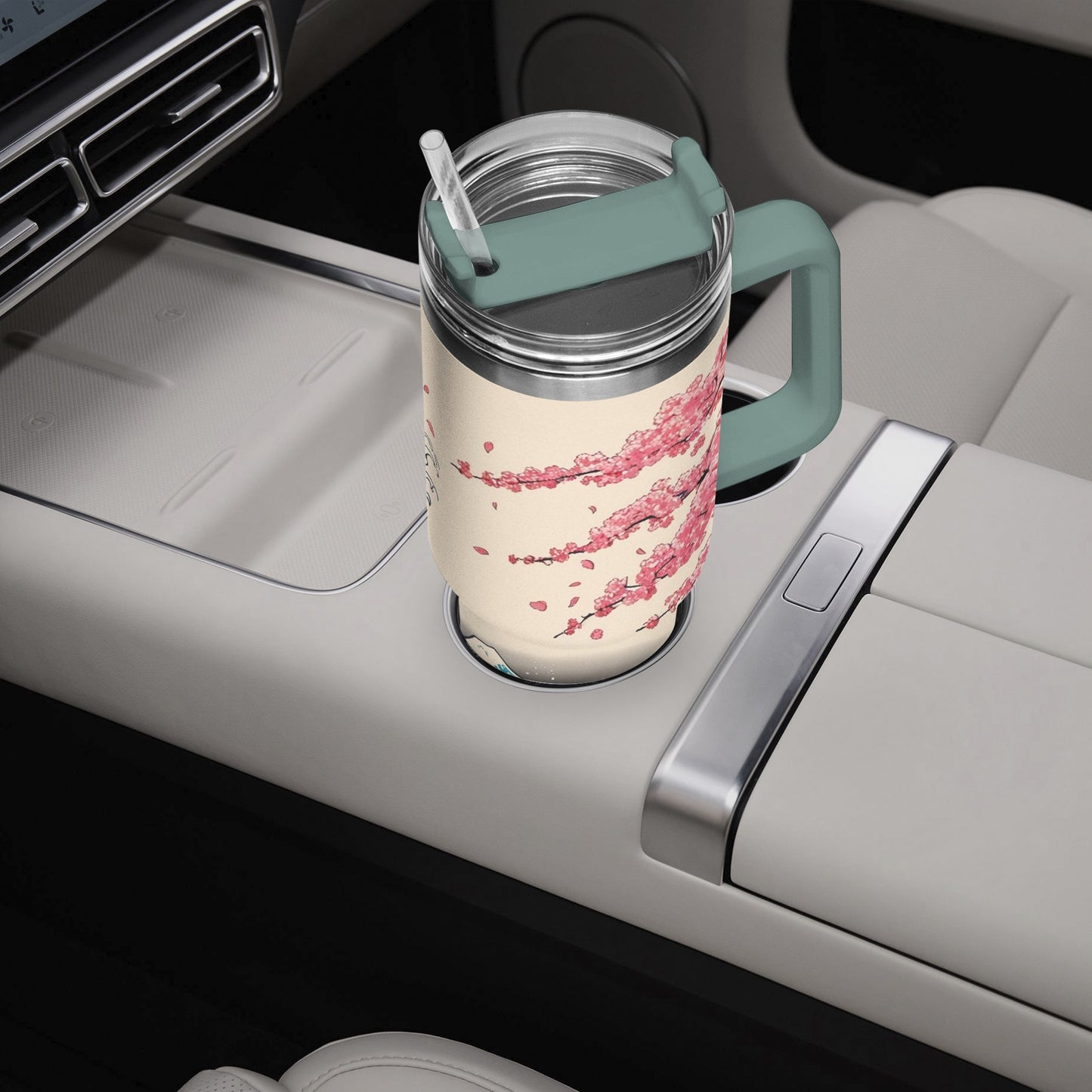 The Great Wave Tumbler Cup grey/green handle