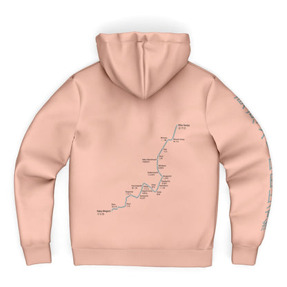 Hibiya Line Pink and Grey Hoodie Microfleece Ziphoodie