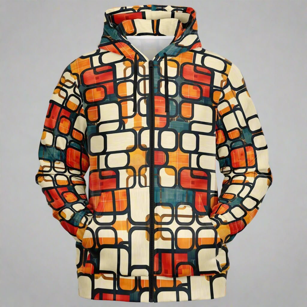 Enso Rounded Grid Zip - Up Hoodie - 