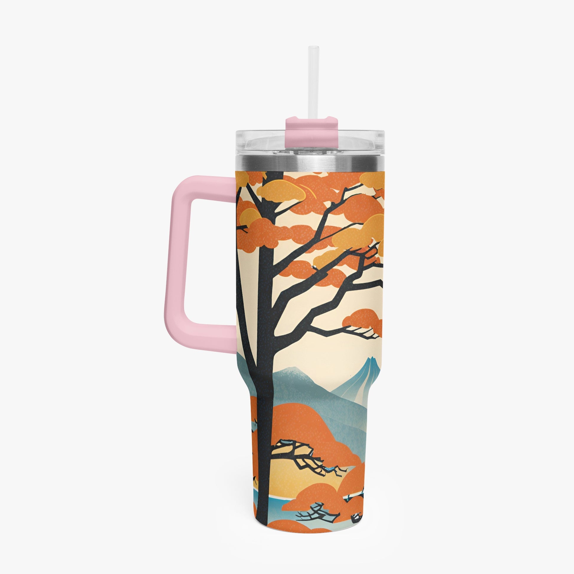 Autumn Majesty Tumbler Cup Pink Handle