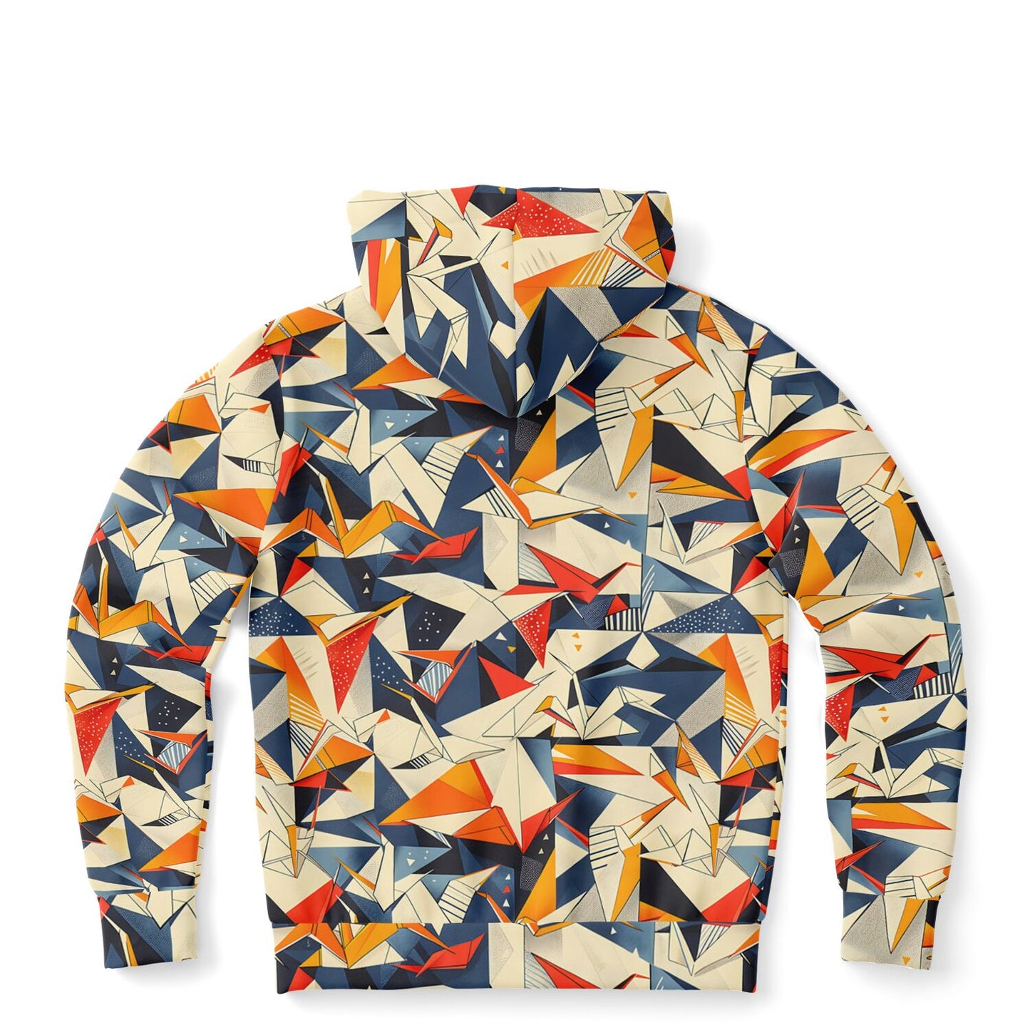 Abstract Geometric Origami Style Zip - Up Hoodie - 