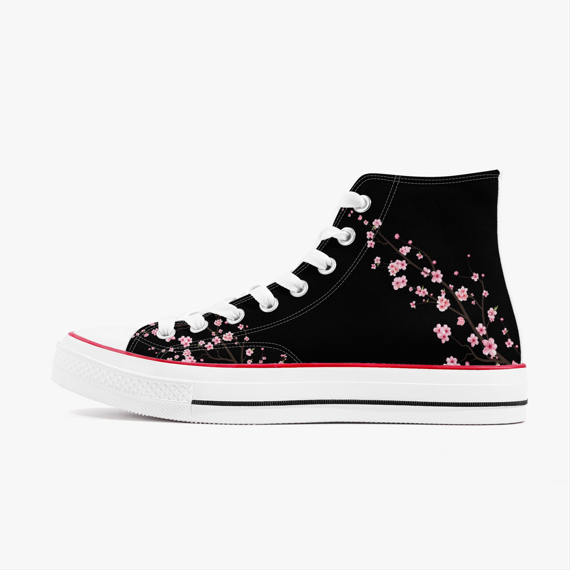 High-top sneaker with a forest design on a white background