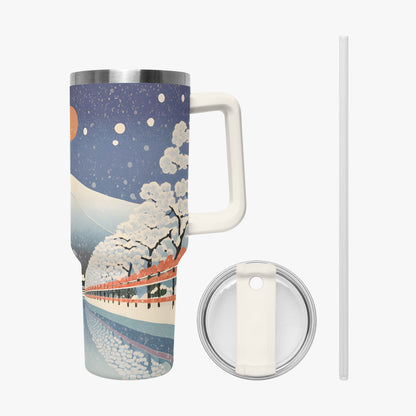 Winter Serenity Tumbler Cup White Handle