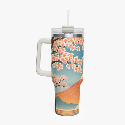 Cherry Blossom Majesty Tumbler Cup White Handle