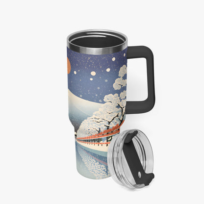 Winter Serenity Tumbler Cup Black Handle