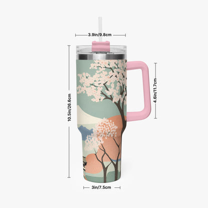 Spring Moon Tumbler Cup Pink Handle