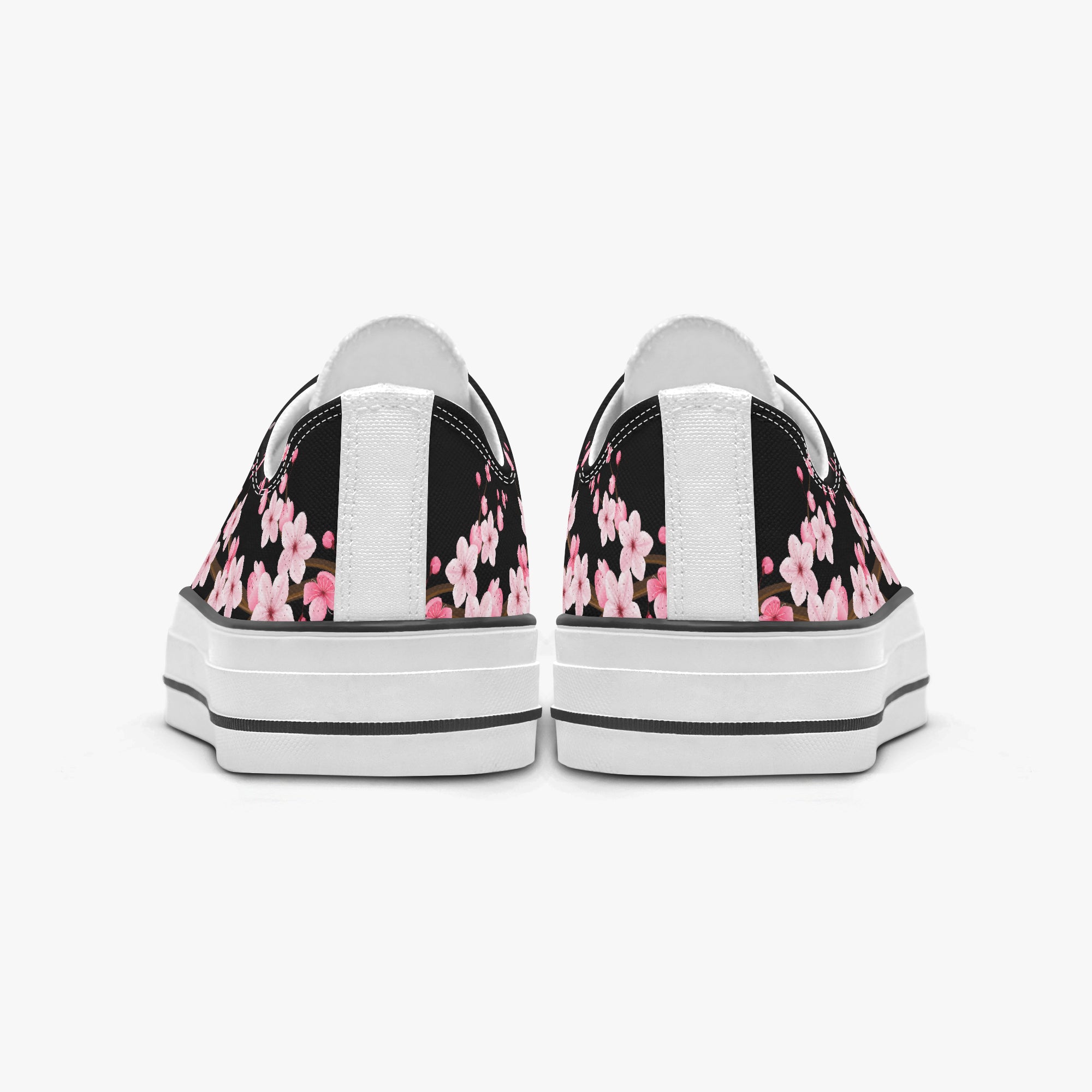 B&W Sakura Low-Top Sneakers | Monochrome Japanese Art | KAITO