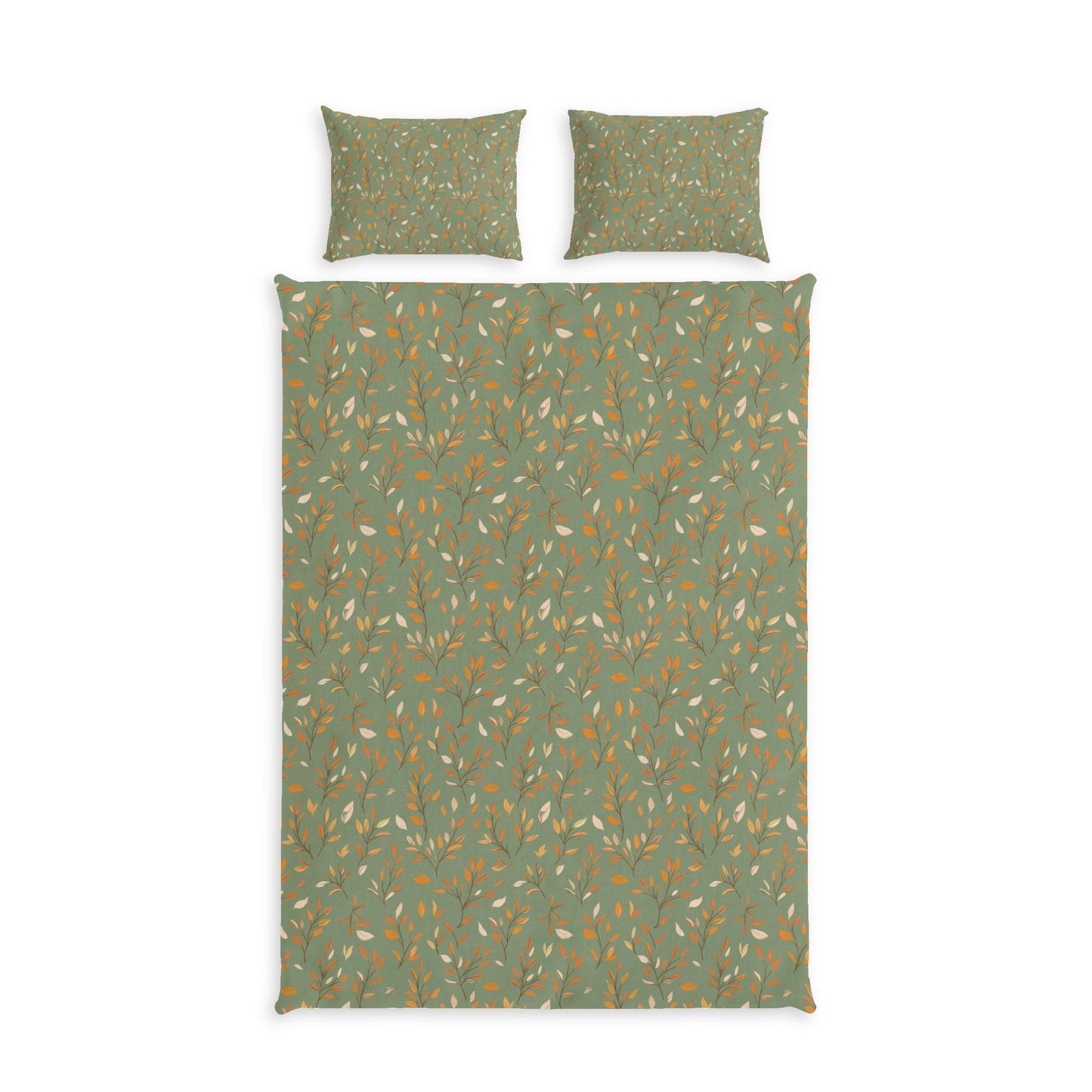 Bedding set with a patterned design on a white background