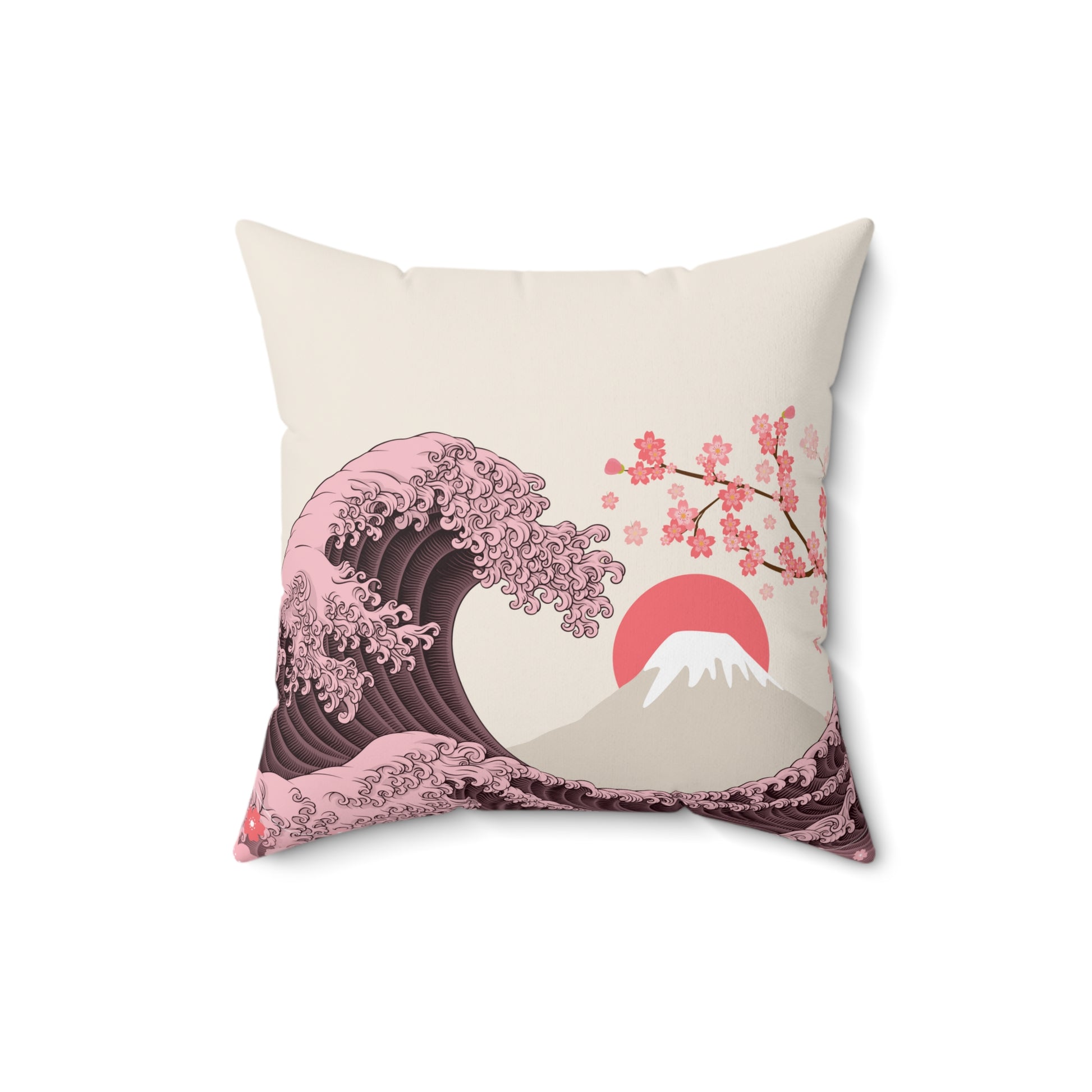 The Light Pink Great Wave Square Pillow