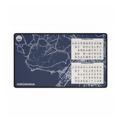 Map of Hiroshima with text on a blue background