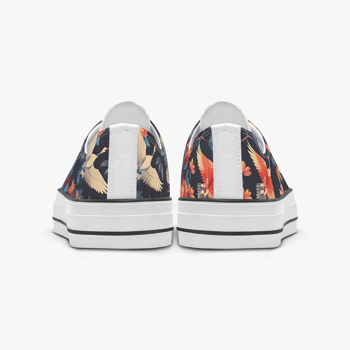 Pair of sneakers with floral pattern on a white background