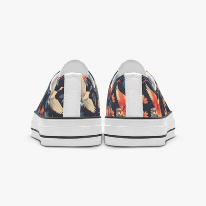 Pair of sneakers with floral pattern on a white background