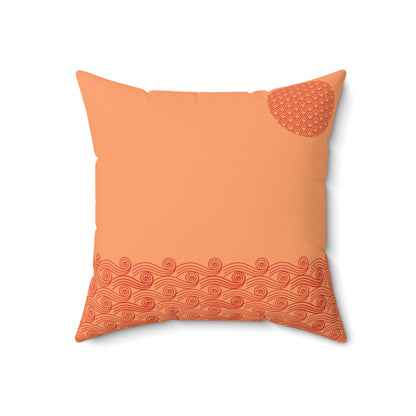 Japanese Sun-Kissed Waves Pillow